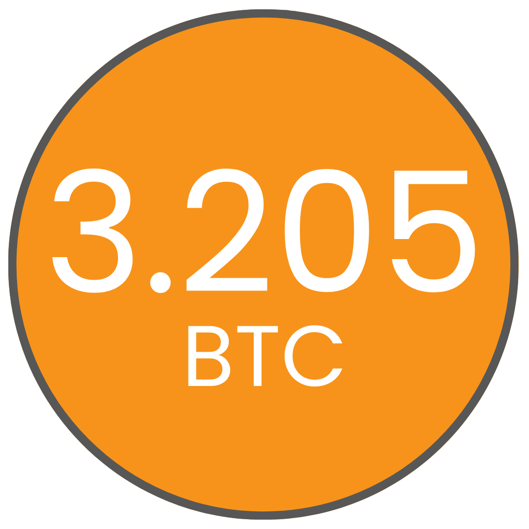 Orange circle with white text displaying '3.205 BTC'
