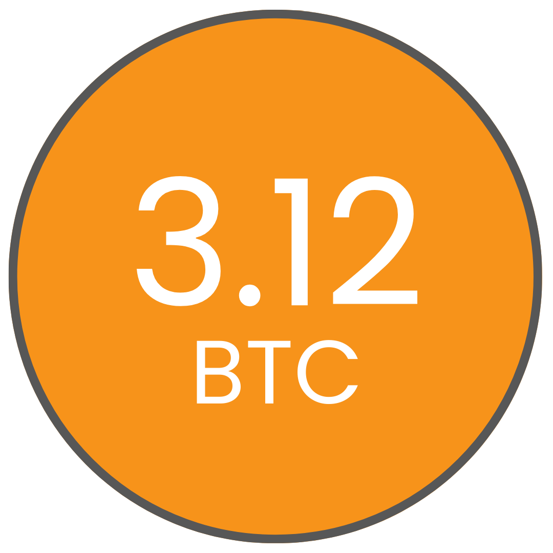 Orange circle with '3.12 BTC' text on a white background